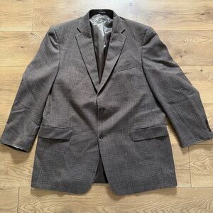 Hart Schaffner Marx Men’s Sport Coat Blazer 46L Made in USA Brown Plaid